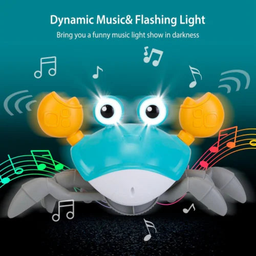 Crawling Crab Toy with Light Up, Interactive Musical Toy with Automatically Avoid Obstacles, USB Rechargeable - Tuno Toys