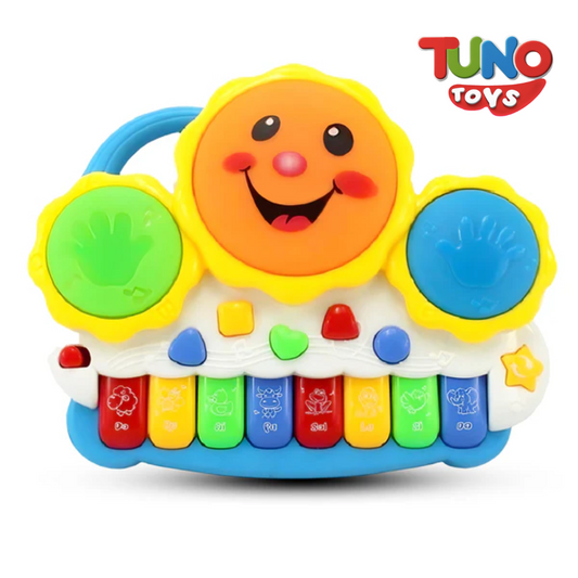 Drum Keyboard Musical Toys with Flashing Lights, Animal Sounds and Songs, Multi Color - Tuno Toys