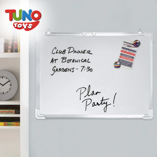 Double Sided Magnetic Writing and Drawing Board Aluminium Frame (Size-20x30CM) - Tuno Toys