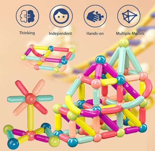 Magnetic Sticks Building Blocks Toy for Kids, Magnetic Balls and Rods Set Kids Montessori Toys Stacking Toys for Kids Age 3+ Years (25 Pcs) - Tuno Toys