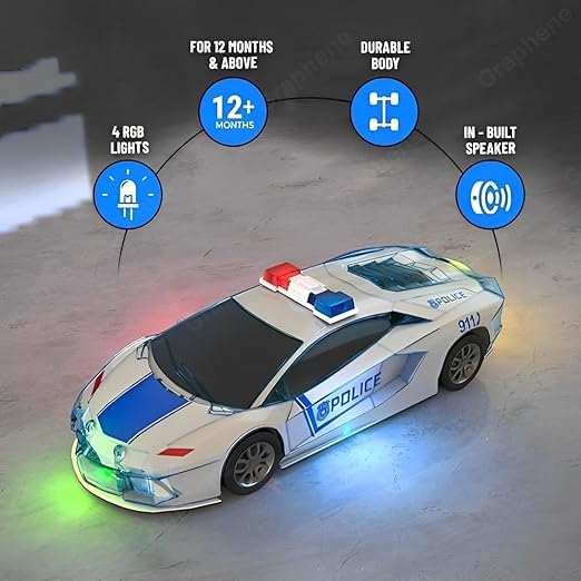 City Police Car Friction with Light & Music - Tuno Toys