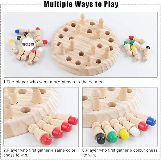 Wooden Memory Chess Board Game Educational Toys for 5 Years + Girls and Boys Memory Building Toys (Memory Chess) - Tuno Toys