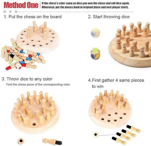 Wooden Memory Chess Board Game Educational Toys for 5 Years + Girls and Boys Memory Building Toys (Memory Chess) - Tuno Toys
