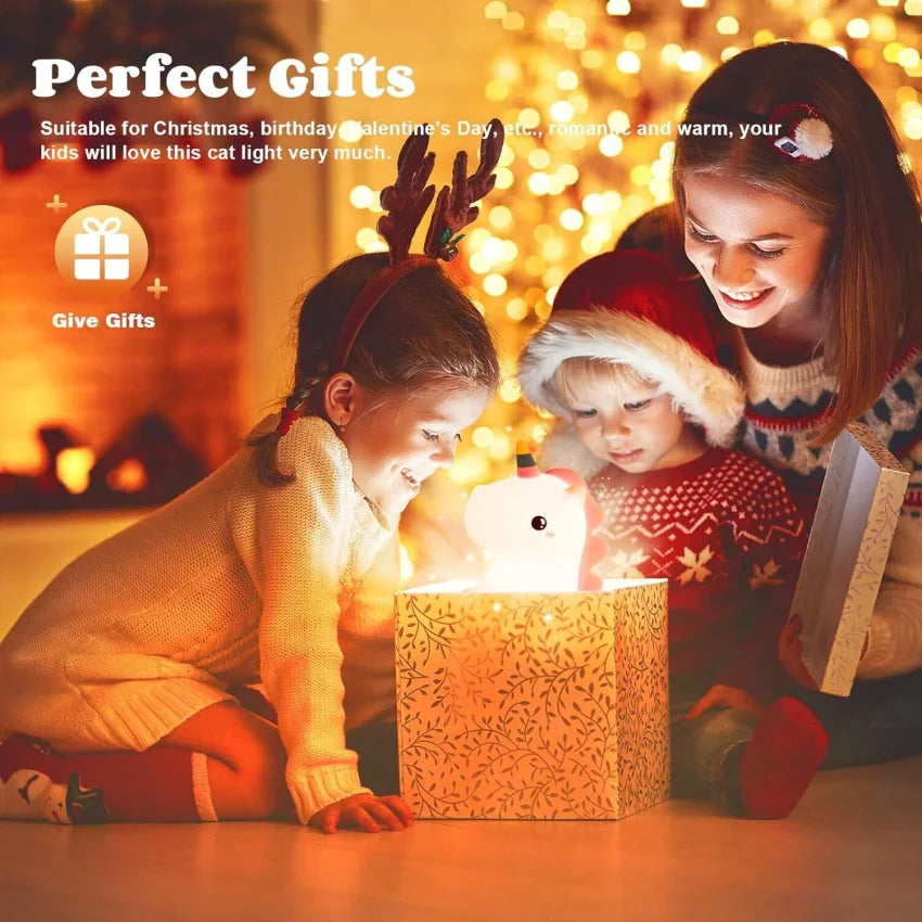 Silicone Touch Cute Characters Colour Changing Night Light for Kids Bedroom, USB Rechargeable with Gesture Control - Tuno Toys