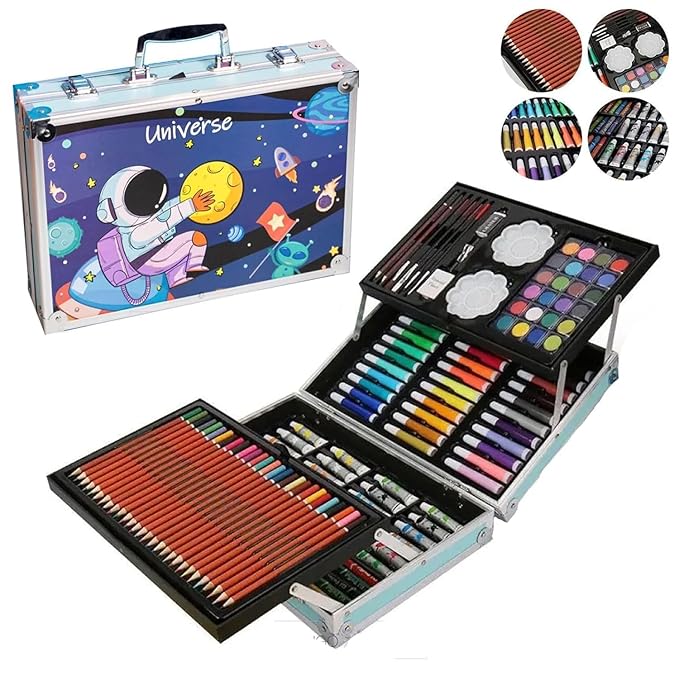 Deluxe Art Drawing Colour Suitcase Kit Set for Kids - Tuno Toys