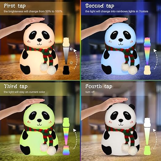 Silicone Touch Cute Characters Colour Changing Night Light for Kids Bedroom, USB Rechargeable with Gesture Control - Tuno Toys