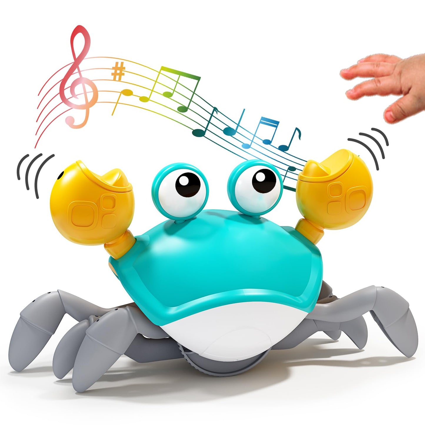 Crawling Crab Toy with Light Up, Interactive Musical Toy with Automatically Avoid Obstacles, USB Rechargeable - Tuno Toys