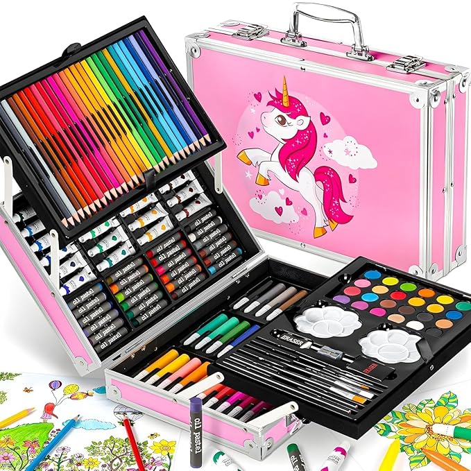 Deluxe Art Drawing Colour Suitcase Kit Set for Kids - Tuno Toys