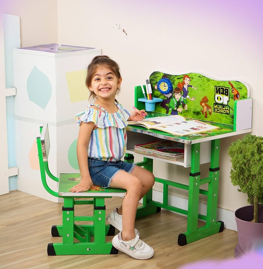 Kids study Table & Chair with Adjustable Height | Engineered Wood Study Table - Tuno Toys