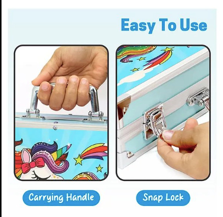 Deluxe Art Drawing Colour Suitcase Kit Set for Kids - Tuno Toys