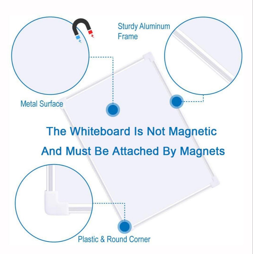 Double Sided Magnetic Writing and Drawing Board Aluminium Frame (Size-20x30CM) - Tuno Toys