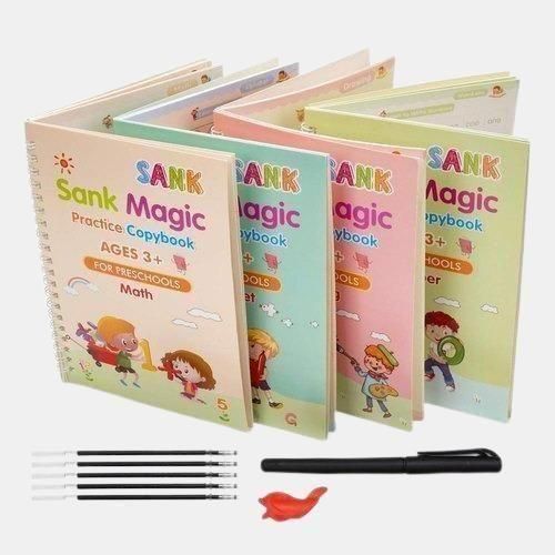 Magic Book for Kids, Sank Magic Practice Copybook, (4 Book+10 Refill+1 Pen+1 Grip)  BUY 1 GET 1 FREE  + Free 14000+ Digital Printable Worksheets PDF