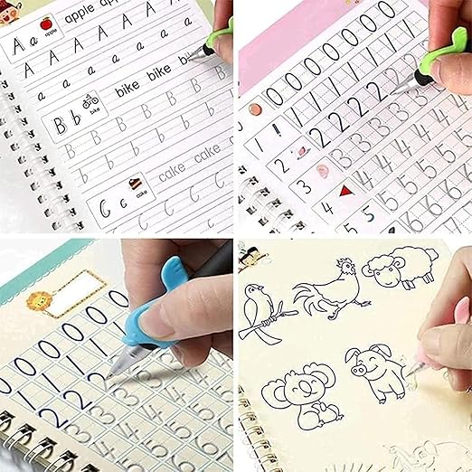 Magic Book for Kids, Sank Magic Practice Copybook, (4 Book+10 Refill+1 Pen+1 Grip)  BUY 1 GET 1 FREE  + Free 14000+ Digital Printable Worksheets PDF