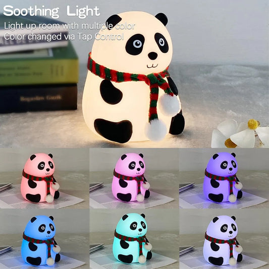 Cute Silicone Panda Night Lamp – Soft USB Rechargeable & LED Light for Kids & Home Decor - Tuno Toys